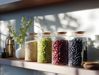 beans in a glass jars