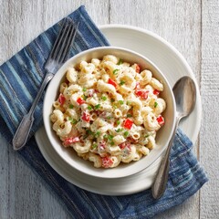 Creamy pasta salad in a bowl (1)