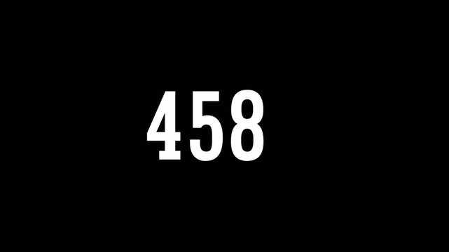 Counting numbers 500 to 0 digital clock or timer display with decimal point on black background.4k Video