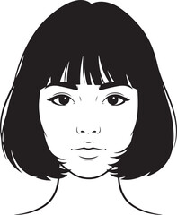 Stylized Black and White Bob Haircut Portrait.