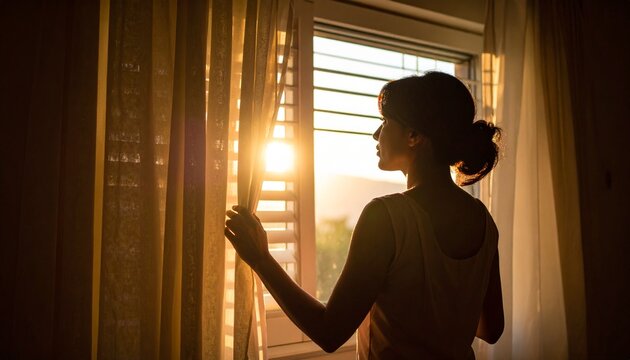 A striking silhouette of a woman illuminated by dramatic lighting - Powered by Adobe