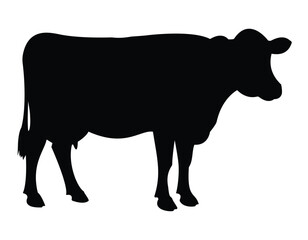 Black cow silhouette, buffalo silhouette, perfect for farm, agriculture, dairy, or animal-related designs, symbolizing livestock and rural life.