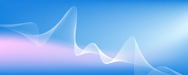 Abstract glowing wave lines on dark blue background. Dynamic wave pattern. Modern flowing wavy lines. Futuristic technology concept.