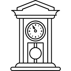 Home decorations grandfather clock icon Coloring Book, Clock Icon Set Vector Illustration
