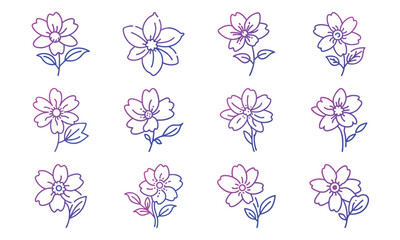 Bundle Windflower Open White Blossom Flat Color Fill E 253 Windflower Open White Blosso