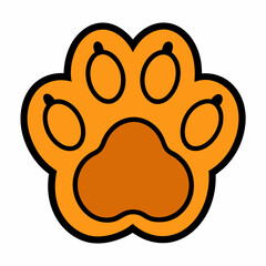 races of tiger icon print of big cat paw with inscription jungle predator track editable style vector illustration