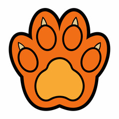 races of tiger icon print of big cat paw with inscription jungle predator track editable style vector illustration