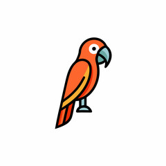 Colorful tropical Macaw clipart bird on a white background