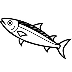 Tuna fish vector art still life painting flat illustration