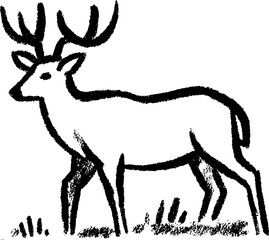 Tranquil deer in forest sketch for nature design
