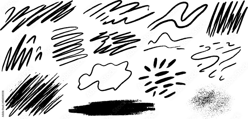 Aufkleber Abstract hand-drawn scribbles and shaky lines with textured details