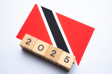 2025, Trinidad and Tobago flag with date block, Concept, Important events for Trinidad and Tobago the new year, election, economy, social activities, central bank, Trinidad and Tobago foreign policy