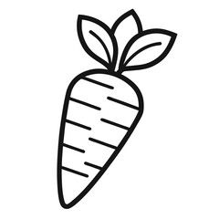 Carrot line art vector black icon on white background.