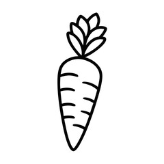 Carrot line art vector black icon on white background.