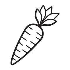Carrot line art vector black icon on white background.