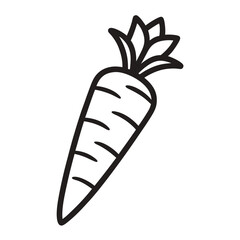 Carrot line art vector black icon on white background.