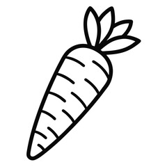 Carrot line art vector black icon on white background.