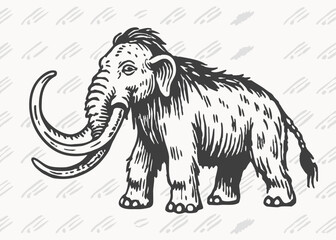 Cartoon Woolly Mammoth with huge tusk, best for sticker, mascot, and logo Watercolor vector illustration