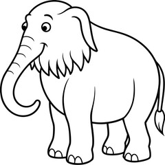 Woolly mammoth extinct animal vector Minimalist line art vector illustration	