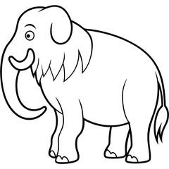 Woolly mammoth extinct animal vector Minimalist line art vector illustration	