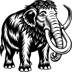 Silhouette Mammoth cartoon character. Mammoth animal vector symbol illustration