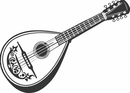 black and white mandolin musical instrument clip art preview