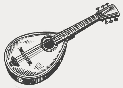 black and white mandolin musical instrument clip art preview