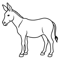 Animal character funny donkey in cartoon style vector coloring pages illustration