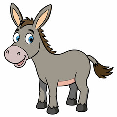 Donkey animal cartoon character Creative vector cartoon illustration