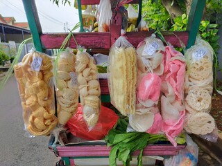 Red and white indonesian traditional crackers
