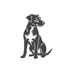 Stylized Dog Silhouette Illustration Sitting Pet Vector for Logo or T-Shirt Design