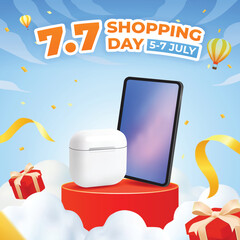7.7 Shopping Day Blue Sky Background