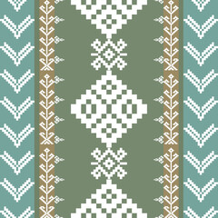 Thai Pixel Art Seamless Pattern - Traditional Ethnic Digital Background with Geometric Motifs
