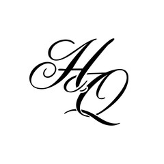 Elegant HQ Monogram Logo in Black Script – Luxury Calligraphy Initial Design on White Background