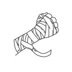 Empowered Fist: A determined fist wrapped and protected by bandages symbolizes resilience and strength, ready to face challenges with unwavering resolve.