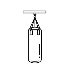 Punching Bag in Action: A minimalist linear illustration of a punching bag suspended, perfect for conveying strength training and fitness concepts. 