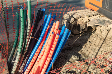 Fiber Conduits for Civil Engineering Projects. Urban development groundwork.