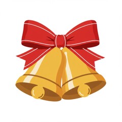 Gold Bells with Red Bow Holiday Decoration