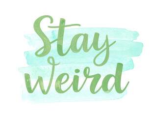 Fototapeta premium Minimal “Stay Weird” handwritten typography transparent background 