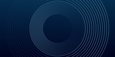 Abstract blue glowing geometric lines on dark blue background. Modern shiny blue circle lines pattern. Futuristic technology concept.