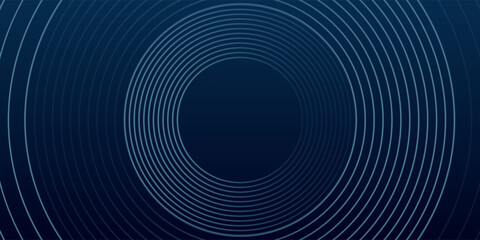 Abstract blue glowing geometric lines on dark blue background. Modern shiny blue circle lines pattern. Futuristic technology concept.