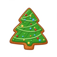 Green Gingerbread Christmas Tree Cookie with Colorful Decorations