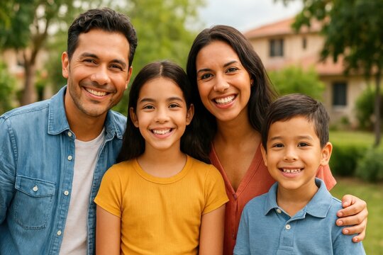 Happy family outdoor portrait