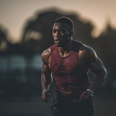An athlete trains early in the morning with unwavering devotion.