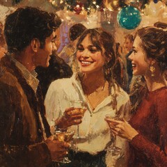Friends share a moment of joy during a festive party." --v 7 Job ID: a7efe600-405e-4a8d-bc01-94043a22b201