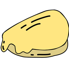 cartoon-style pattern of soft cream buns with melted topping, resembling Japanese custard or milk bread. Perfect for bakery-themed designs, packaging, or children’s illustrations.