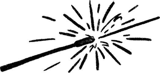 Obraz premium Hand drawn sketch of a glowing sparkler with radiating bursts for festive design