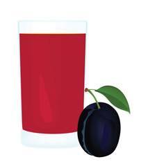 Plum juice in glass, vector	
