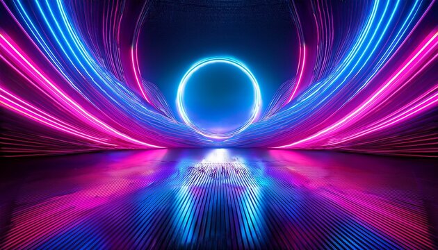 psychedelic abstract scene with neon lights