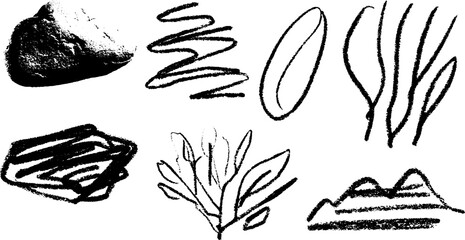 Creative sketch of stone shapes with cracked path and abstract elements for design